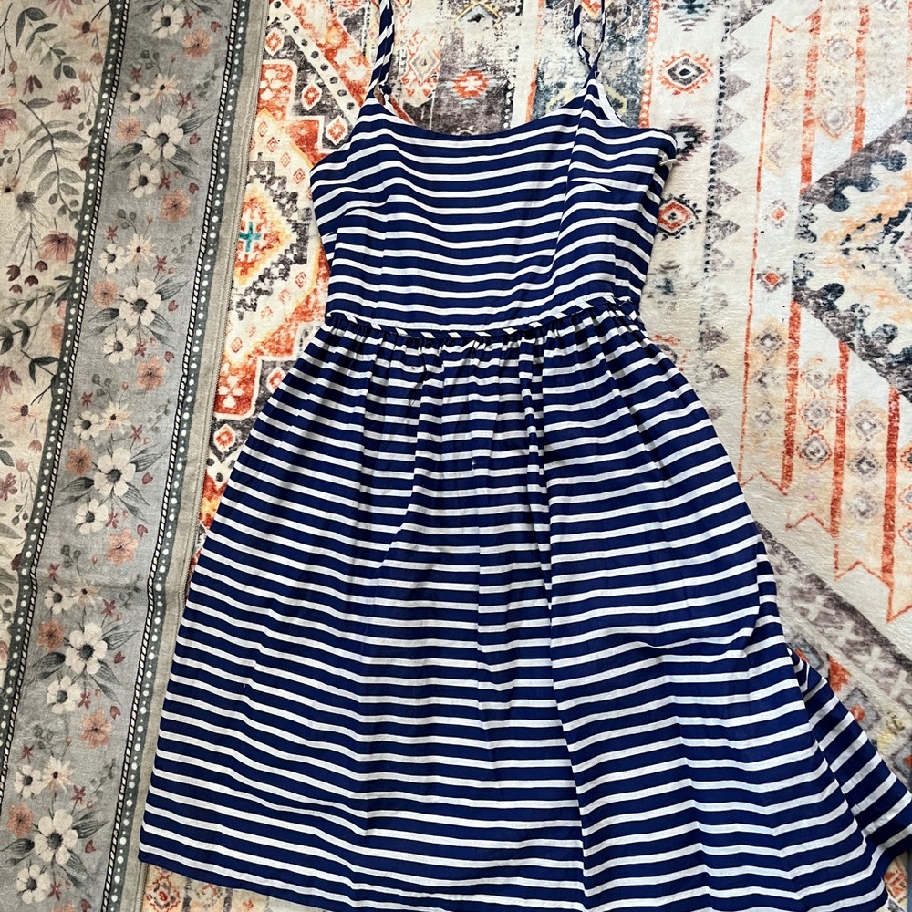 J. Crew Kids Dress in Navy and White Stripes